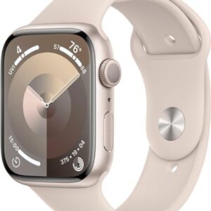 Apple Watch Series 9 (GPS) 45mm Starlight Aluminum Case with Starlight Sport Band with Blood Oxygen - M/L - Starlight