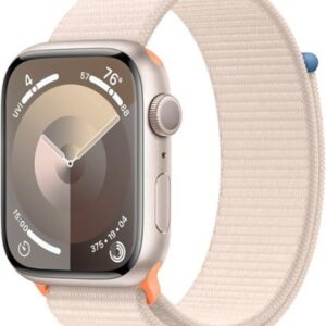Apple Watch Series 9 (GPS) 45mm Starlight Aluminum Case with Starlight Sport Loop with Blood Oxygen - Starlight