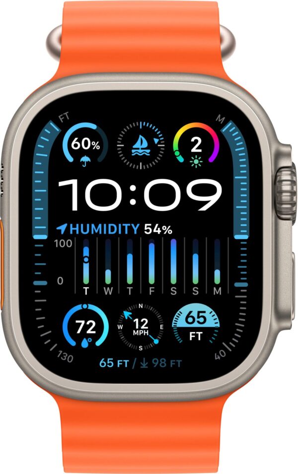 Apple Watch Ultra 2 GPS + Cellular 49mm Titanium Case with Orange Ocean Band - Titanium