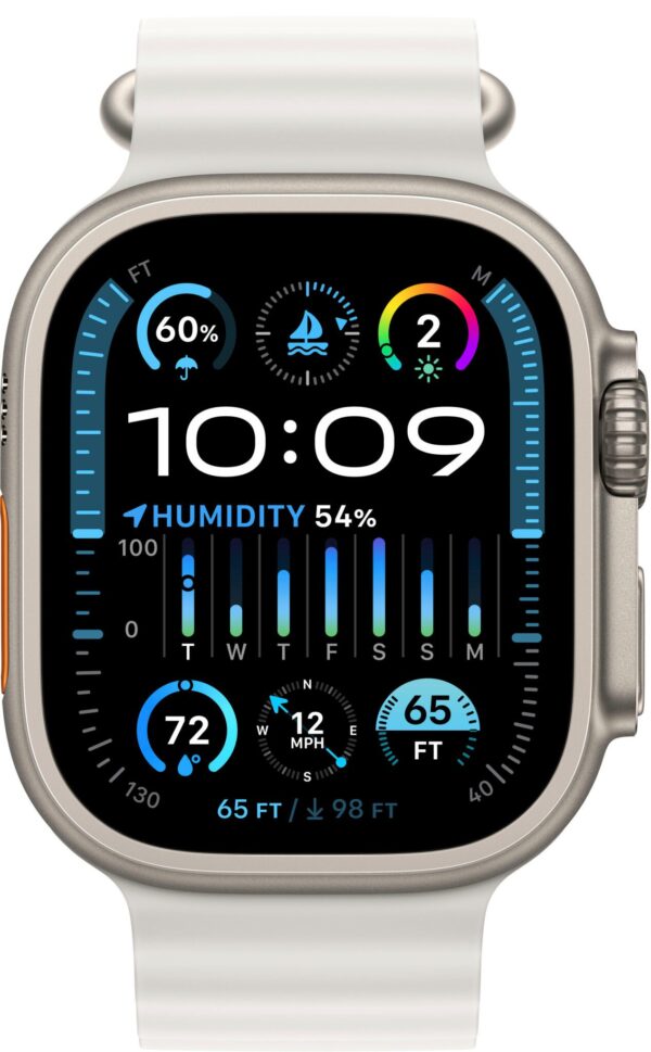 Apple Watch Ultra 2 GPS + Cellular 49mm Titanium Case with White Ocean Band - Titanium