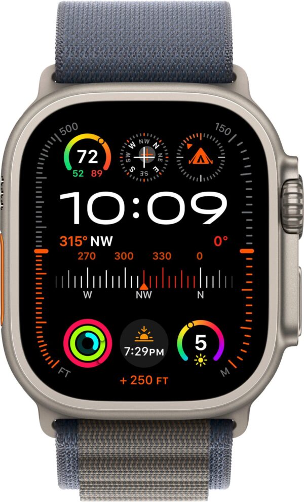 Apple Watch Ultra 2 GPS + Cellular 49mm Titanium Case with Blue Alpine Loop  (Large) - Titanium
