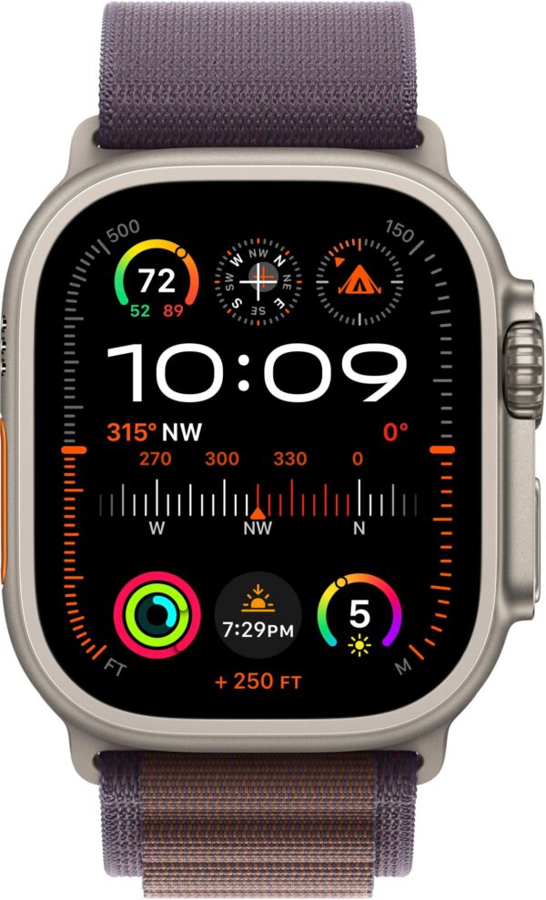 Apple Watch Ultra 2 GPS + Cellular 49mm Titanium Case with Indigo Alpine Loop  (Large) - Titanium