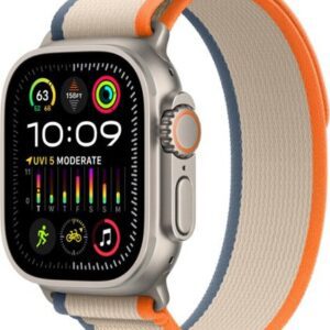 Apple Watch Ultra 2 GPS + Cellular 49mm Titanium Case with Orange/Beige Trail Loop  (Small/Medium) - Titanium