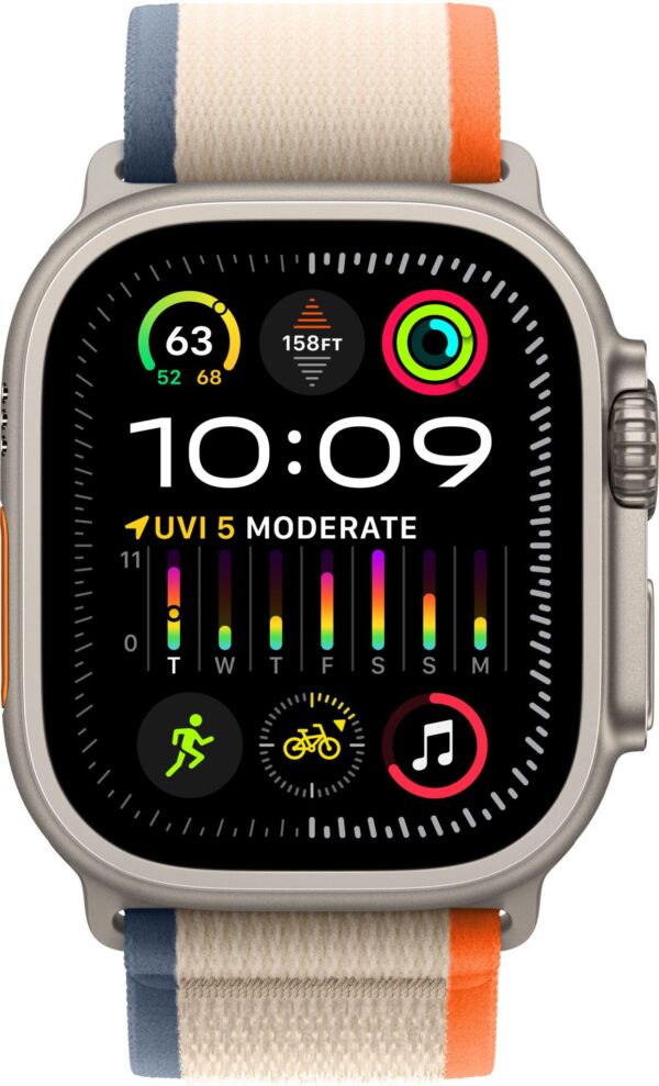 Apple Watch Ultra 2 GPS + Cellular 49mm Titanium Case with Orange/Beige Trail Loop  (Medium/Large) - Titanium