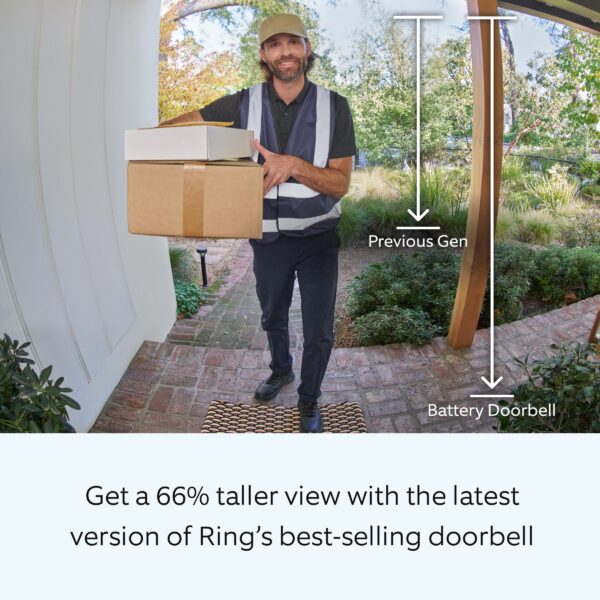 Ring - Battery Doorbell Smart Wifi Video Doorbell - Battery-Powered with Head-to-Toe Video, Live View, and Two-Way Talk - Venetian Bronze