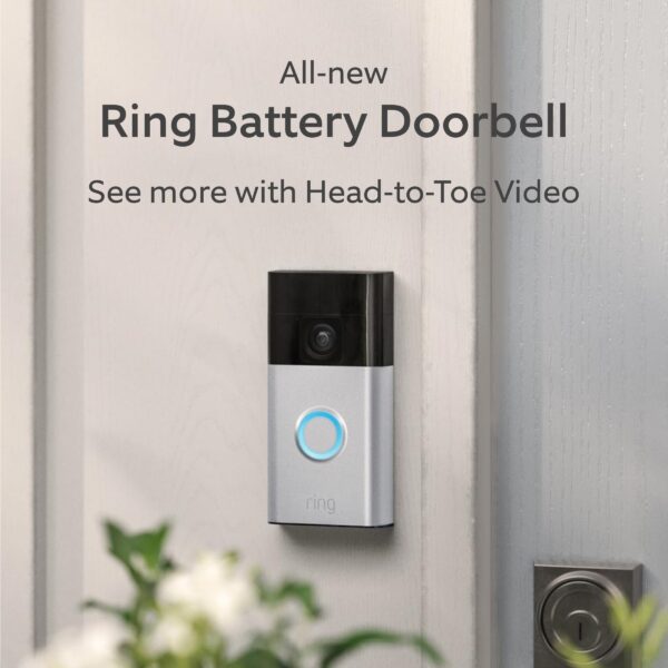 Ring - Battery Doorbell Smart Wifi Video Doorbell - Battery-Powered with Head-to-Toe Video, Live View, and Two-Way Talk - Satin Nickel