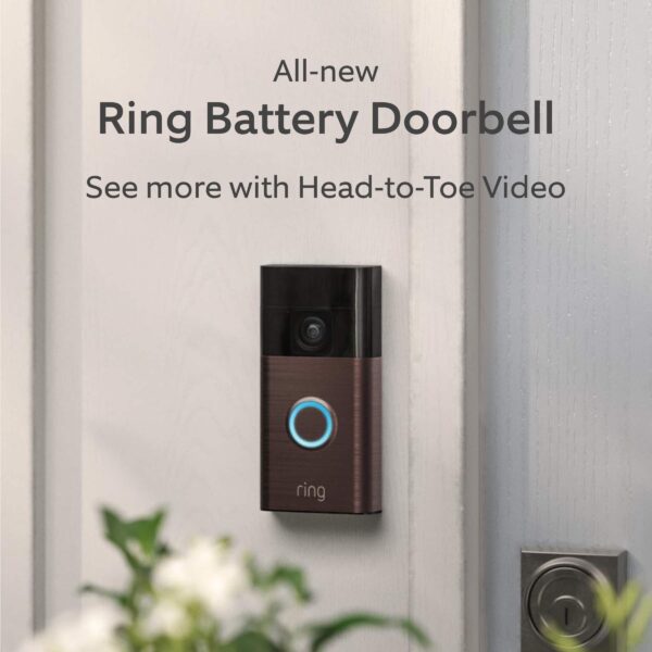 Ring - Battery Doorbell Smart Wifi Video Doorbell - Battery-Powered with Head-to-Toe Video, Live View, and Two-Way Talk - Venetian Bronze