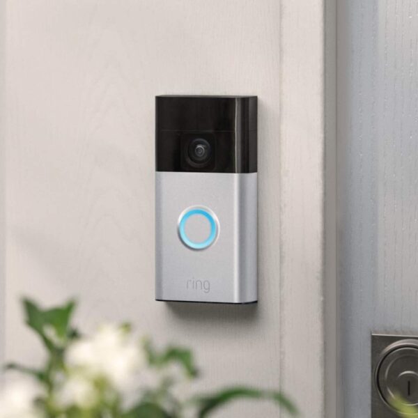 Ring - Starter Set with Battery Doorbell and Indoor Cam - Satin Nickel and White