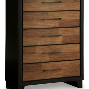 Kraeburn - Brown / Black - Five Drawer Chest