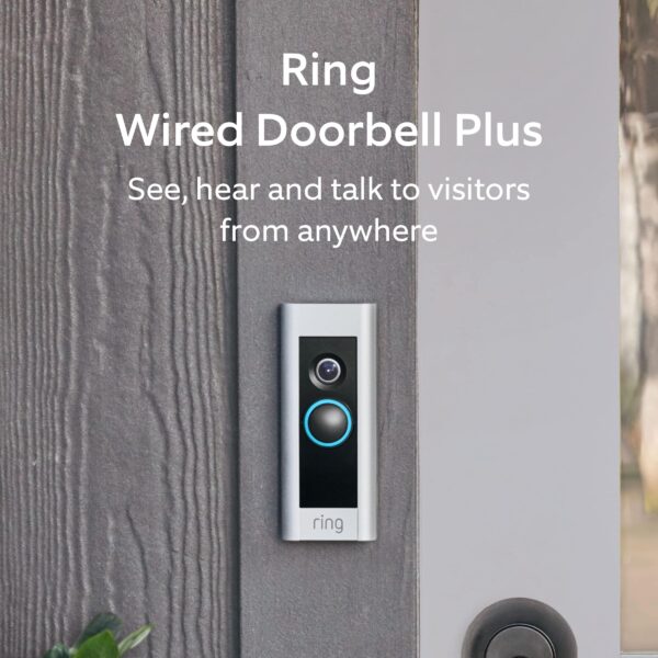 Ring - Wired Doorbell Plus Smart Wi-Fi Video Doorbell - Satin Nickel