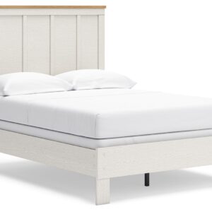 Linnocreek - White / Warm Brown - Full Panel Bed