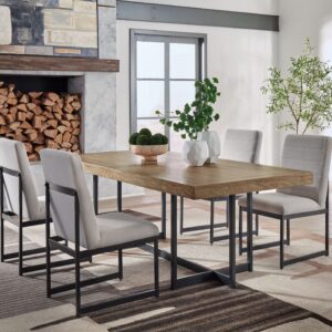 Tomtyn - Light Brown - 5 Pc. - Rectangular Dining Extension Table, 4 Side Chairs