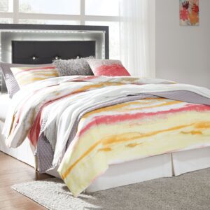 Lodanna - Gray - Full Upholstered Panel Headboard with Bolt on Bed Frame