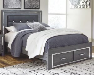 Lodanna - Gray - Queen Panel Bed with 2 Storage Drawers