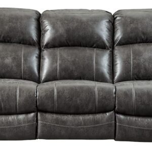 Dunwell - Steel - PWR REC Sofa with ADJ Headrest