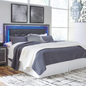 Lodanna - Gray - King Upholstered Panel Headboard with Bolt on Bed Frame