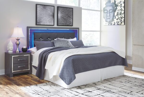 Lodanna - Gray - King Upholstered Panel Headboard with Bolt on Bed Frame
