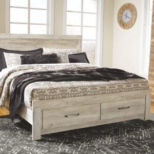 Bellaby - Whitewash - King Platform Bed with 2 Storage Drawers