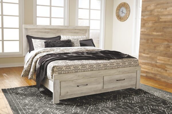 Bellaby - Whitewash - King Platform Bed with 2 Storage Drawers