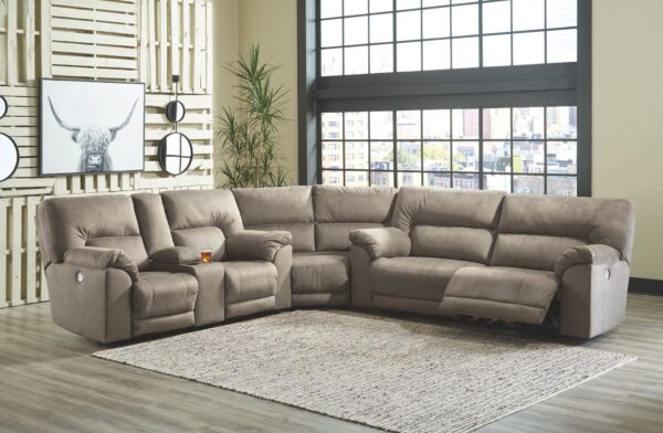 Cavalcade - Slate - Left Arm Facing Power Loveseat with Console 3 Pc Sectional