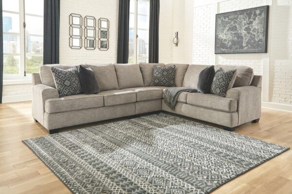 Bovarian - Stone - Left Arm Facing Loveseat 3 Pc Sectional