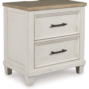 Shaybrock - Antique White / Brown - Two Drawer Night Stand