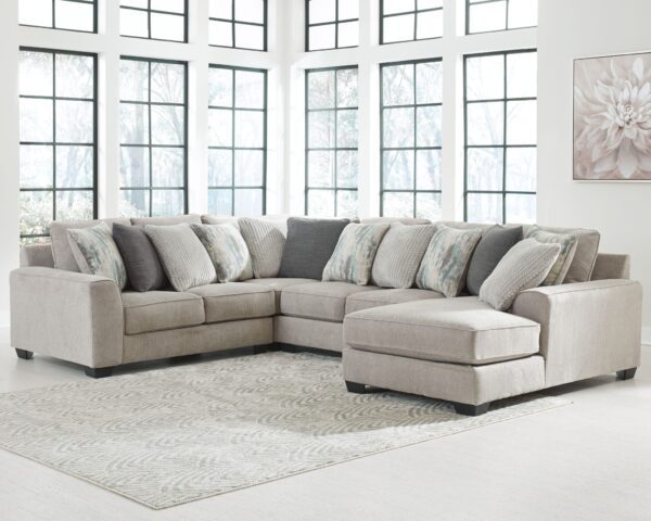 Ardsley - Pewter - Right Arm Facing Corner Chaise with Loveseat 4 Pc Sectional