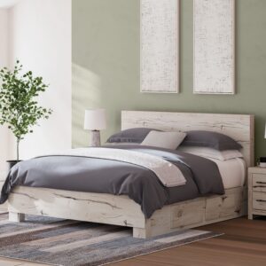 Lawroy - Light Natural - King Panel Bed With Under Bed Storage