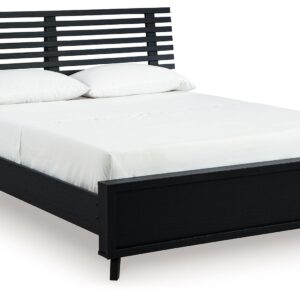 Danziar - Black - Queen Slat Panel Bed