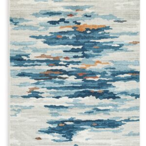 Vinlett - Cream / Blue / Brown - Washable Large Rug
