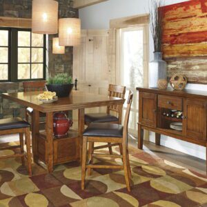 Ralene - Light Brown - 6 Pc. - Counter Extension Table, 4 Barstools, Server