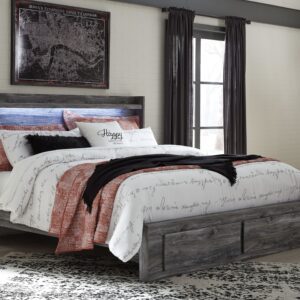 Baystorm - Gray - King Panel Bed with 2 Storage Drawers