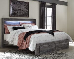 Baystorm - Gray - King Panel Bed with 2 Storage Drawers