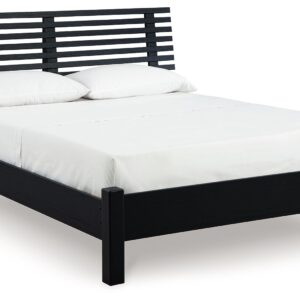 Danziar - Black - Queen Slat Panel Bed With Low Footboard