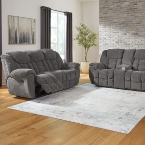 Foreside - Charcoal - 2 Pc. - Reclining Sofa, Reclining Loveseat With Console