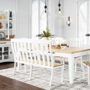 Ashbryn - White / Natural - 8 Pc. - Dining Table, 4 Side Chairs, Double Dining Chair, Server And Hutch