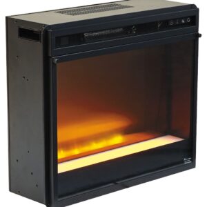 Entertainment - Black - Fireplace Insert Glass/Stone