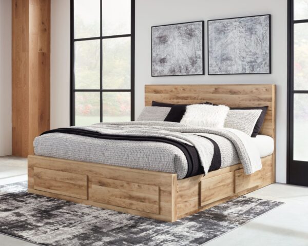 Hyanna - Tan - King Panel Bed with 4 Storage Drawers