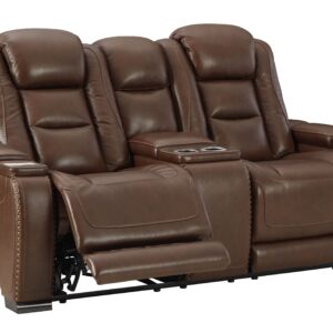 The Man-Den - Mahogany - PWR REC Loveseat/Con/Adj HDRST