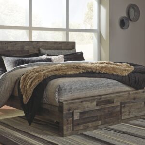 Derekson - Multi Gray - King Panel Bed with 2 Storage Drawers