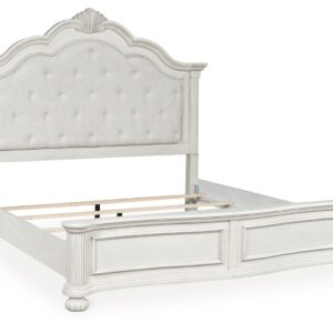 Montelaine - Antique White - King Upholstered Panel Bed