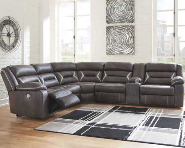 Kincord - Midnight - Right Arm Facing Power Sofa with Console 4 Pc Sectional