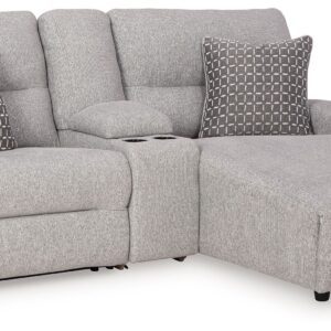 Acklen Place - Pewter - 3-Piece Power Reclining Sectional Sofa With Raf Chaise
