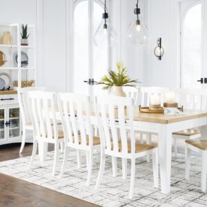 Ashbryn - White / Natural - 11 Pc. - Dining Table, 8 Side Chairs, Server And Hutch