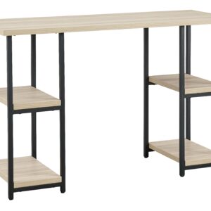Waylowe - Natural / Black - Home Office Desk - Double-Shelf Pedestal