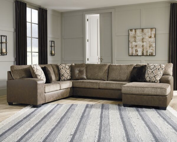 Abalone - Chocolate - Right Arm Facing Corner Chaise 3 Pc Sectional