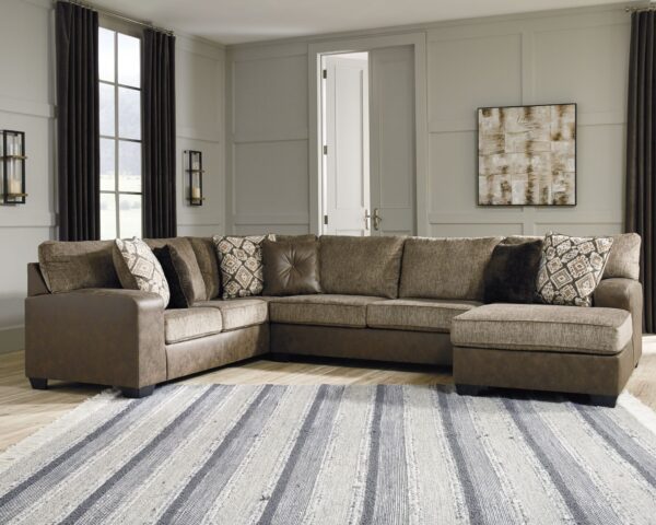 Abalone - Chocolate - Right Arm Facing Corner Chaise 3 Pc Sectional