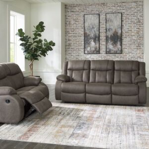 First Base - Gunmetal - 2 Pc. - Reclining Sofa, Reclining Loveseat