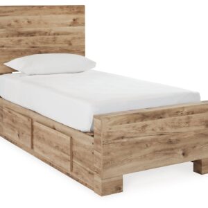 Hyanna - Tan - Twin Panel Bed With 2 Side Storage