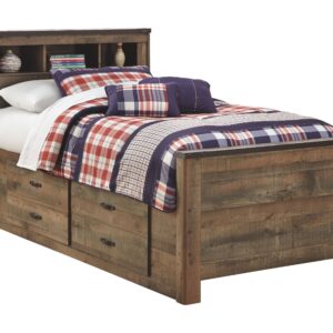 Trinell - Brown - Twin Bookcase Bed with 2 Storage Drawers